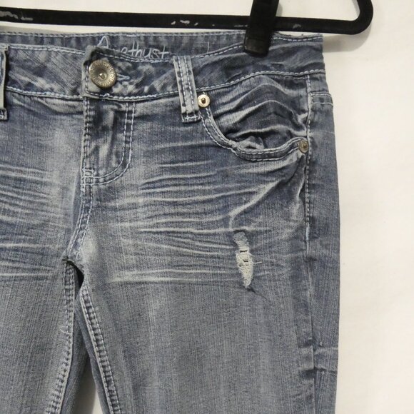 AMETHYST | 14 inch waist measured | Distressed Faded Blue Flare Jeans - Picture 5 of 16